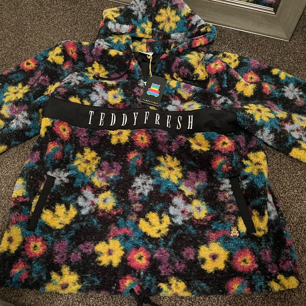 TEDDY FRESH FLORAL SHERPA HALF ZIP HOODIE